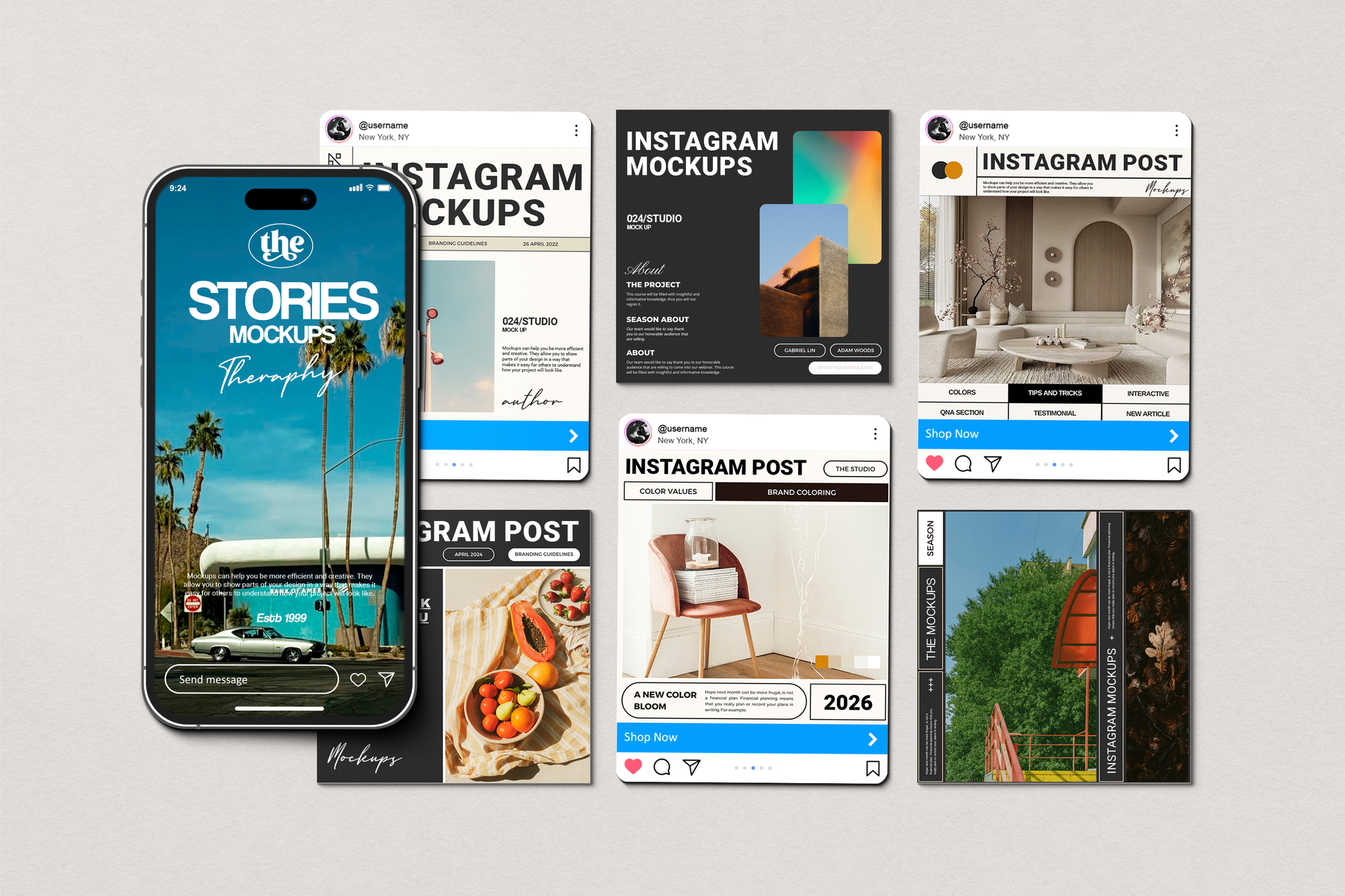 Instagram Post & Stories Set Mockups
